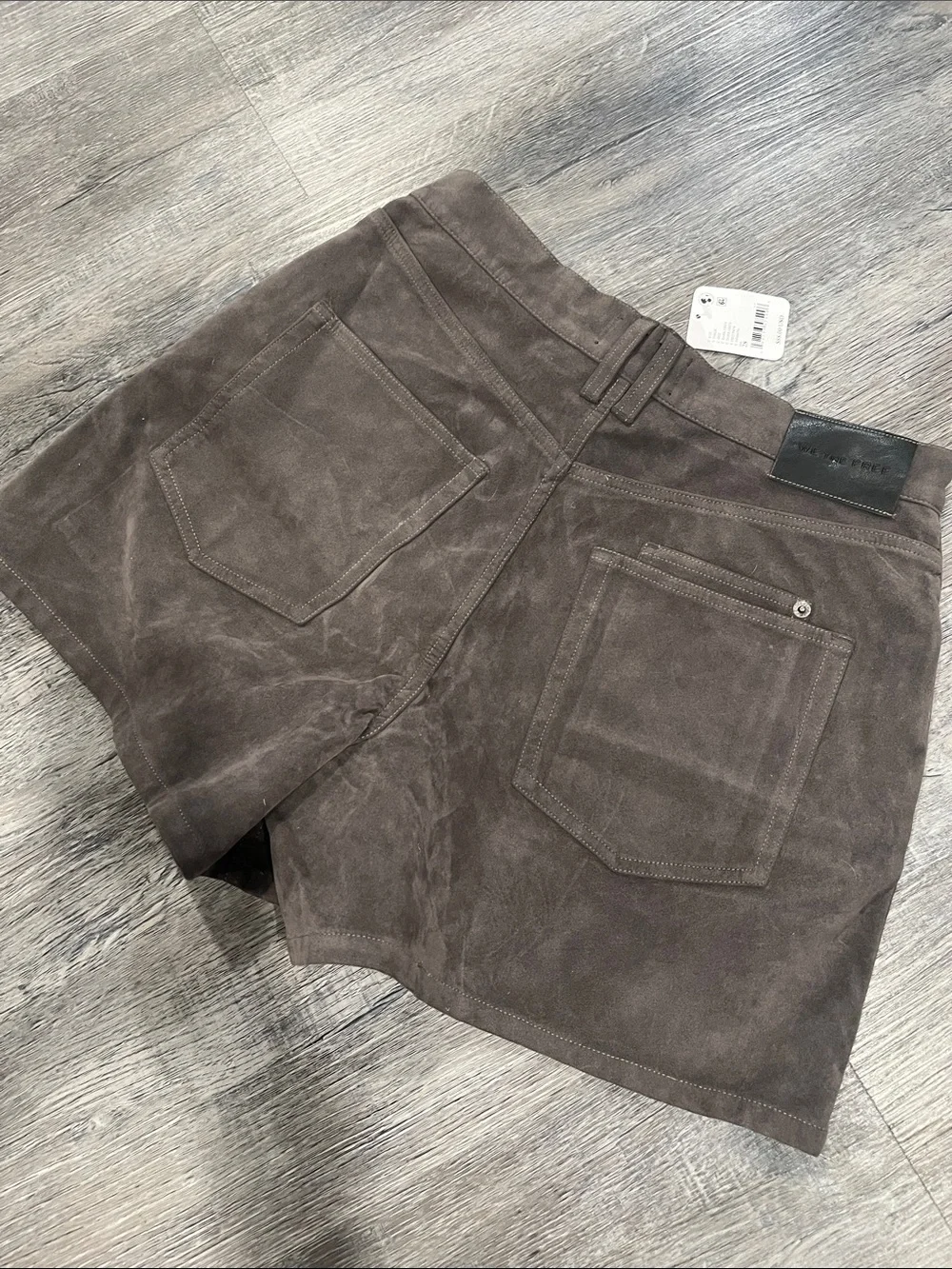 FREE PEOPLE NWT We The Free Tippie Vegan Suede Shorts / Dark Grey